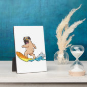 Mops Surfbrett Mops mit Brille tragen Fotoplatte (Seite)