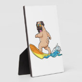 Mops Surfbrett Mops mit Brille tragen Fotoplatte (Seite)