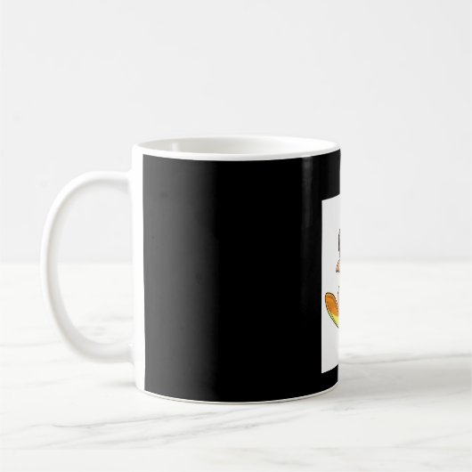 Mops Surfbrett Mops mit Brille tragen Kaffeetasse (Links)