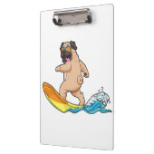 Mops Surfbrett Mops mit Brille tragen Klemmbrett (Links)