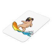 Mops Surfbrett Mops mit Brille tragen Magnet (Linke Seite)