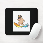 Mops Surfbrett Mops mit Brille tragen Mousepad (Mit Mouse)