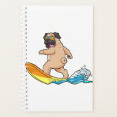 Mops Surfbrett Mops mit Brille tragen Planer (Vorderseite)