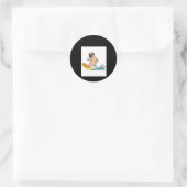 Mops Surfbrett Mops mit Brille tragen Runder Aufkleber (Tasche)