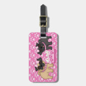 Mops-Süssen - Farbige Streifen und Kanten - Anpass Gepäckanhänger (Vorderseite vertikal)