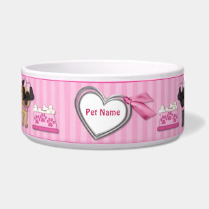 Mops-Süssen Rosa Streifen - Anpassen Napf