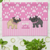 Mops Süssen Rosa Streifen und Paare Handtuch (Gefaltet)