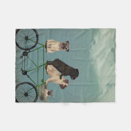 Mops Tandem Fleecedecke (Vorderseite (Horizontal))