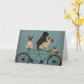 Mops Tandem Karte (Gelbe Blume)