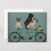 Mops Tandem Postkarte (Vorne/Hinten)