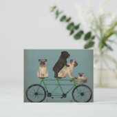 Mops Tandem Postkarte (Stehend Vorderseite)