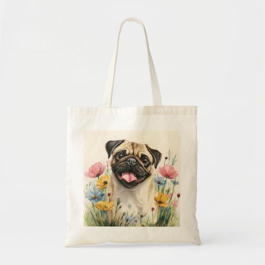 Mops-Tasche – Aquarell Tragetasche (Vorne)