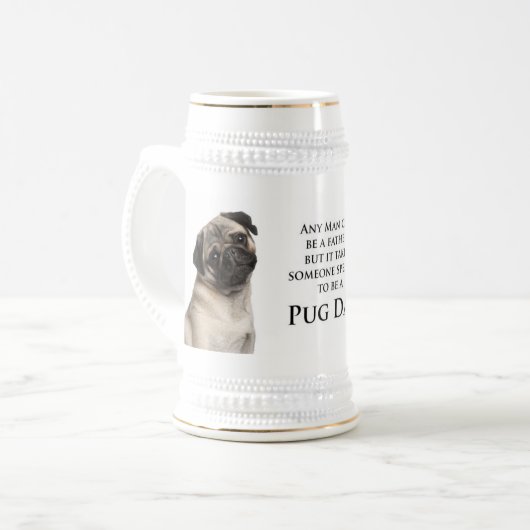 Mops-Tasse Bierglas (Vorderseite Links)
