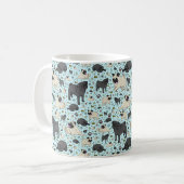 Mops Tasse in Blau (Vorderseite Links)