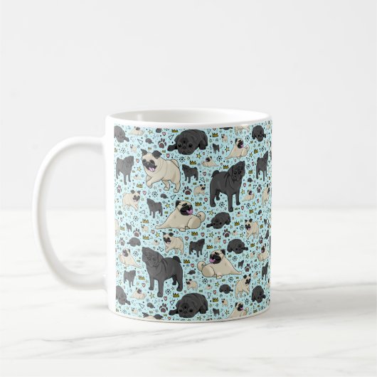 Mops Tasse in Blau (Links)