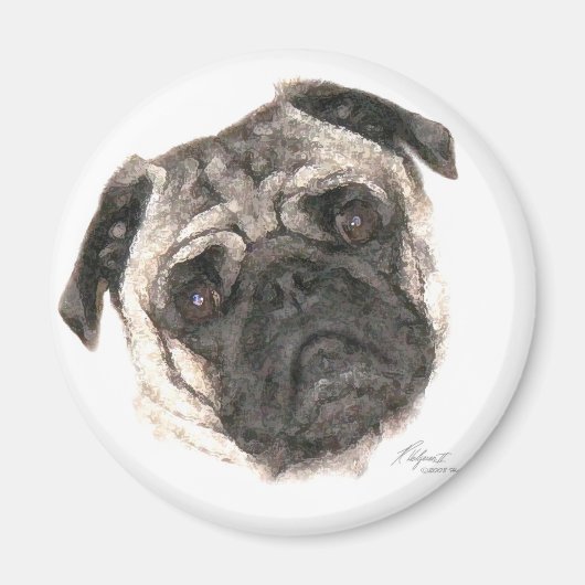 Mops Tasse Magnet (Vorne)