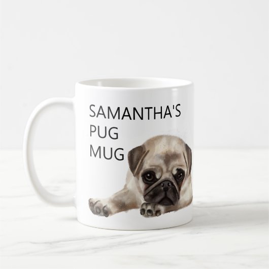Mops Tasse Monogramm Name Farbhund (Links)