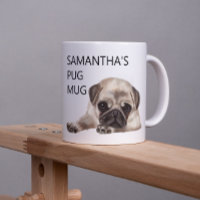 Mops Tasse Monogramm Name Farbhund