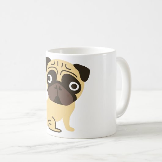 Mops-Tassen-Creme Kaffeetasse (VorderseiteRechts)