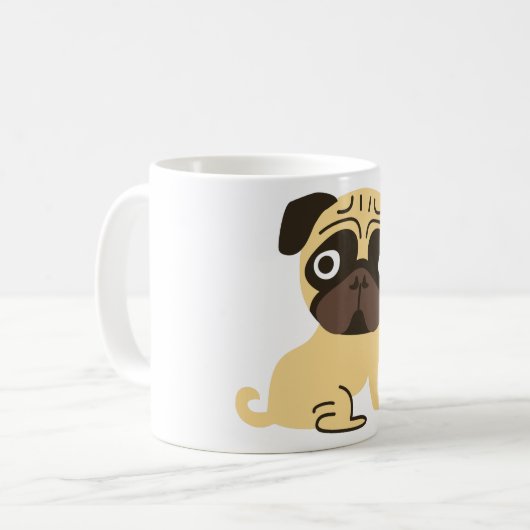 Mops-Tassen-Creme Kaffeetasse (Vorderseite Links)