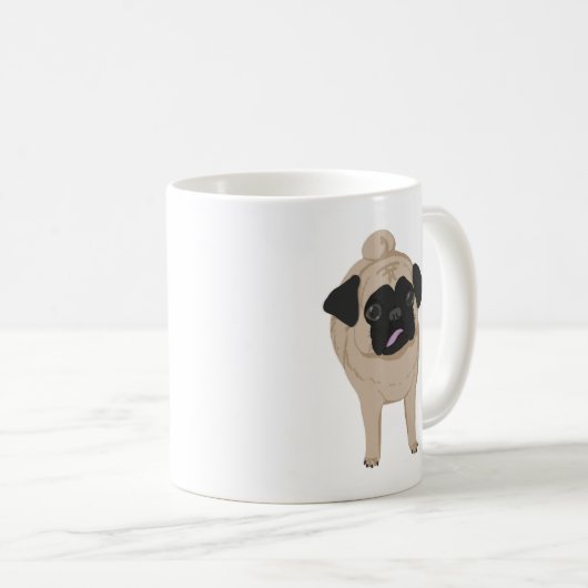 Mops-Tassen-Front und Hintern Kaffeetasse (VorderseiteRechts)