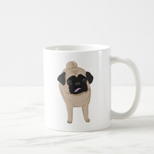 Mops-Tassen-Front und Hintern Kaffeetasse (Rechts)