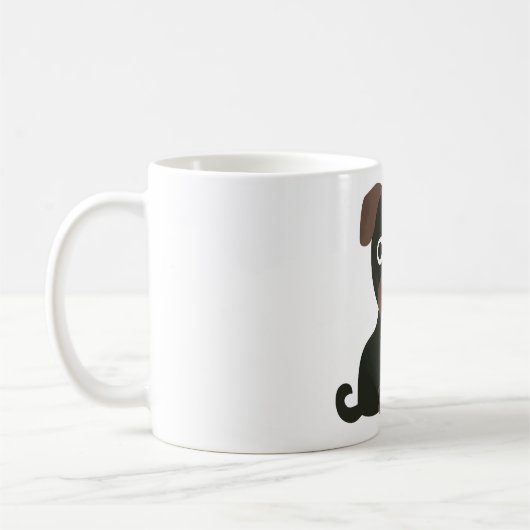 Mops-Tassen-Schwarzes Kaffeetasse (Links)