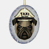 Mops Taxi Keramik Ornament (Rechts)