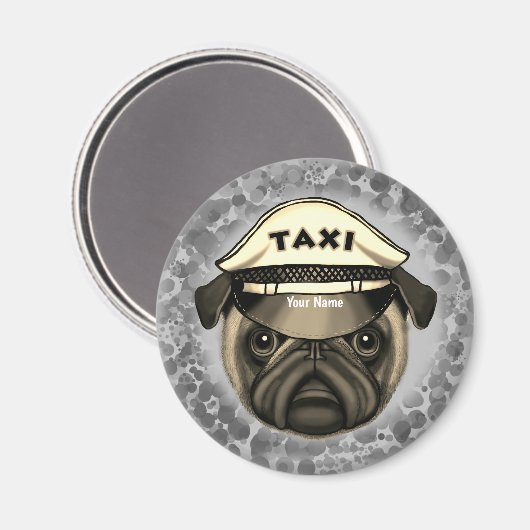 Mops Taxi Magnet (Vorderseite/Rückseite)