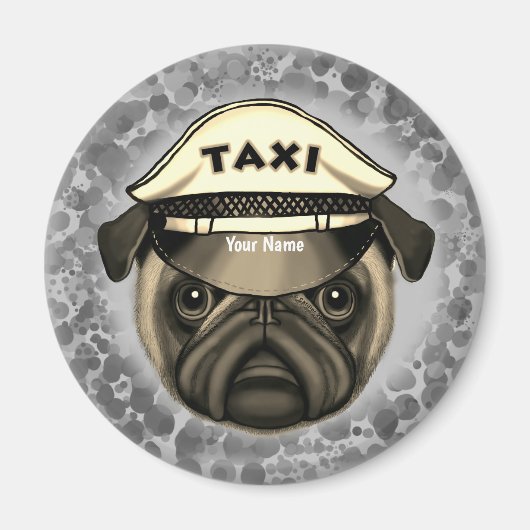 Mops Taxi Magnet (Vorne)