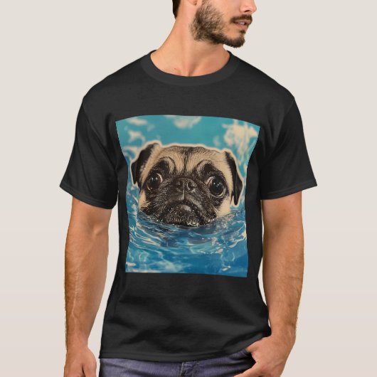 Mops-Teetasse und Teeblätter T-Shirt (Vorderseite)