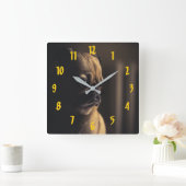Mops tief in Gedanken Quadratische Wanduhr (Zuhause)