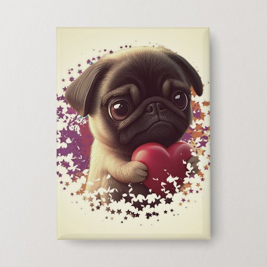 Mops, Tier, Natur Button (Vorderseite)