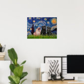 Mops Trio (1F,2B) - Starry Night Poster (Heimbüro)