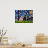 Mops Trio (1F,2B) - Starry Night Poster (Küche)