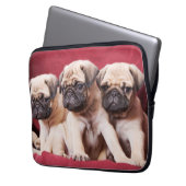 Mops Triplets Laptopschutzhülle (Vorderseite Links)