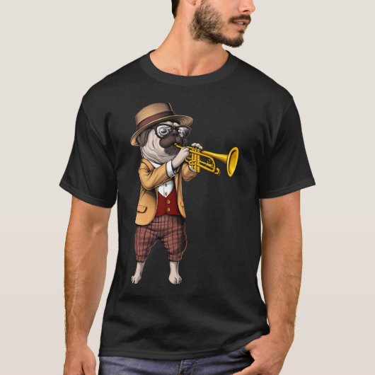 Mops Trompeter T-Shirt (Vorderseite)