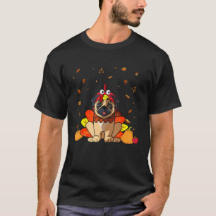 Mops Türkei Kostüm Dog Pugkey Pumpkin Erntedank T-Shirt