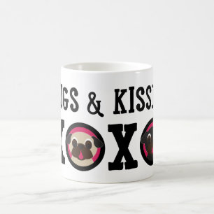Mops-u. der Kuss-XOXO Kitz-Schwarz-Mops-Tasse Kaffeetasse
