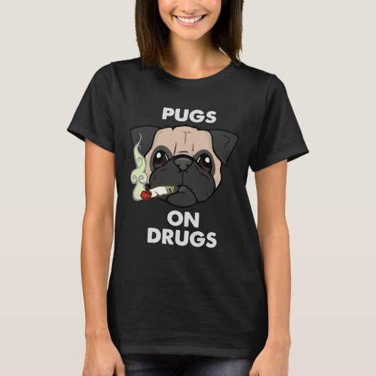 Mops über Drogen - klassischer T - Shirt 246 (Vorderseite)