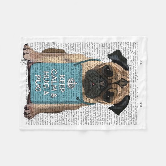 Mops umarmen fleecedecke (Vorderseite (Horizontal))