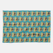 Mops umarmung Blau, Geschirrtuch (Horizontal)