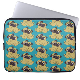 Mops umarmung Blau, Laptopschutzhülle
