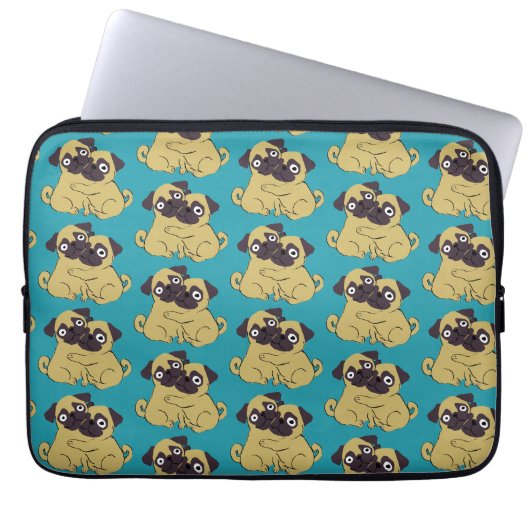 Mops umarmung Blau, Laptopschutzhülle (Vorderseite)