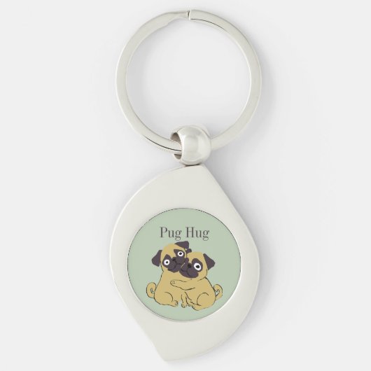 Mops umarmung  schlüsselanhänger (Vorderseite)