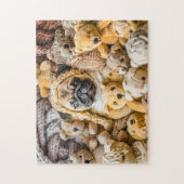 Mops umgeben von satten Teddybären Puzzle (Vertikal)