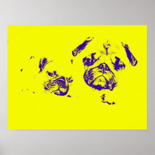 Mops- und Babyposter-Gelb Poster
