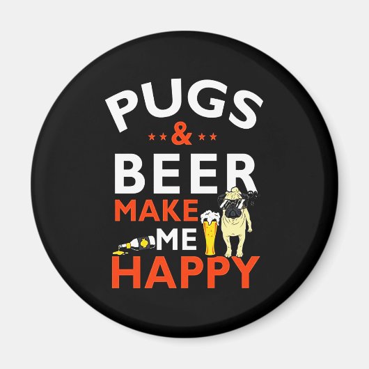 Mops und Bier machen mich glücklich Magnet (Vorne)