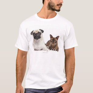 Mops und birmanische Katze T-Shirt