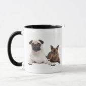 Mops und birmanische Katze Tasse (Links)